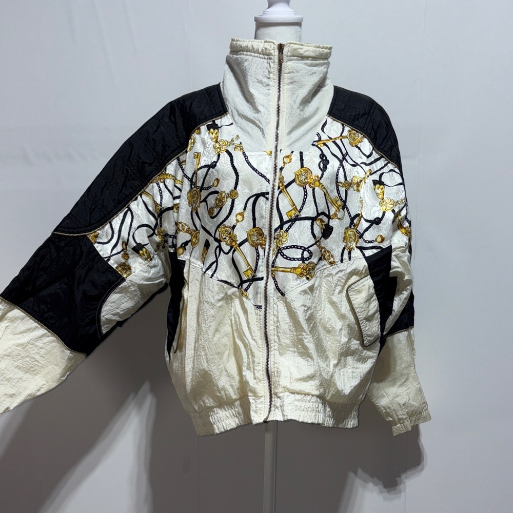 Active Frontier Vintage Stylish Black & White Women's Windbreaker Jacket Size L